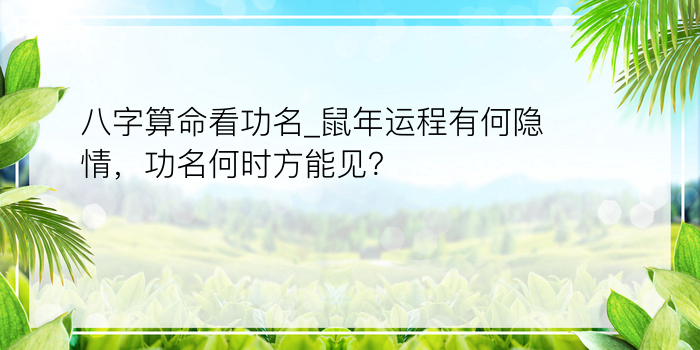 八字算命看功名_鼠年运程有何隐情，功名何时方能见？