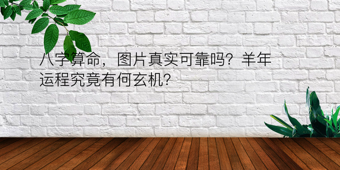 八字算命，图片真实可靠吗？羊年运程究竟有何玄机？