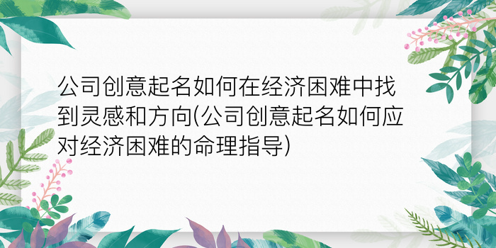 公司创意起名如何在经济困难中找到灵感和方向(公司创意起名如何应对经济困难的命理指导)