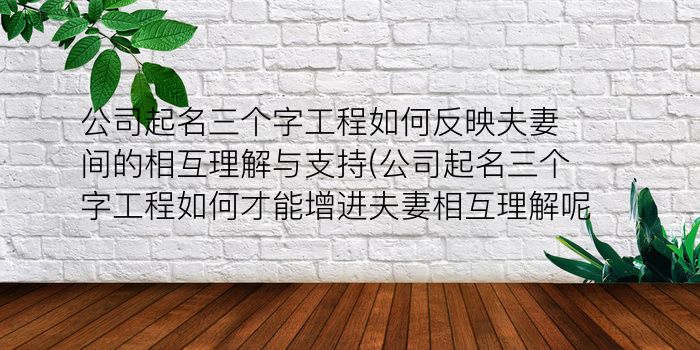 公司起名三个字工程如何反映夫妻间的相互理解与支持(公司起名三个字工程如何才能增进夫妻相互理解呢)