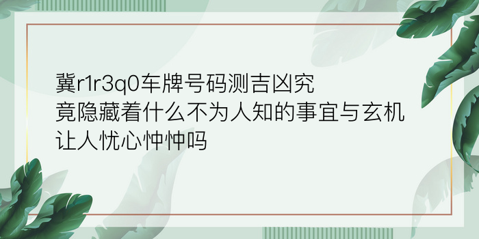 冀r1r3q0车牌号码测吉凶究竟隐藏着什么不为人知的事宜与玄机让人忧心忡忡吗