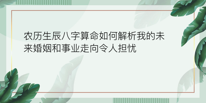 农历生辰八字算命如何解析我的未来婚姻和事业走向令人担忧