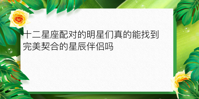 十二星座配对的明星们真的能找到完美契合的星辰伴侣吗