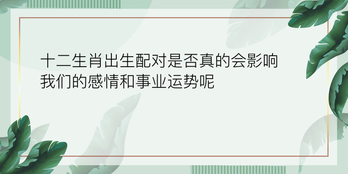 十二生肖出生配对是否真的会影响我们的感情和事业运势呢