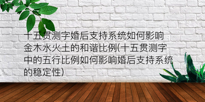 十五贯测字婚后支持系统如何影响金木水火土的和谐比例(十五贯测字中的五行比例如何影响婚后支持系统的稳定性)