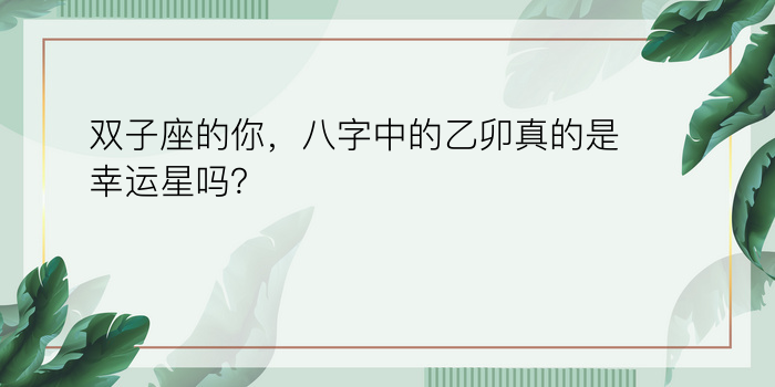 双子座的你，八字中的乙卯真的是幸运星吗？