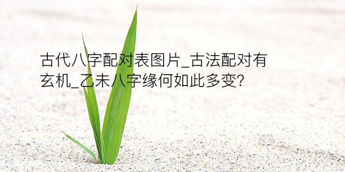 古代八字配对表图片_古法配对有玄机_乙未八字缘何如此多变？