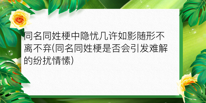 同名同姓梗中隐忧几许如影随形不离不弃(同名同姓梗是否会引发难解的纷扰情愫)