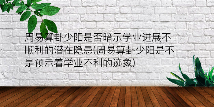 周易算卦少阳是否暗示学业进展不顺利的潜在隐患(周易算卦少阳是不是预示着学业不利的迹象)