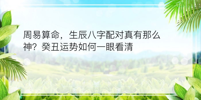 周易算命，生辰八字配对真有那么神？癸丑运势如何一眼看清