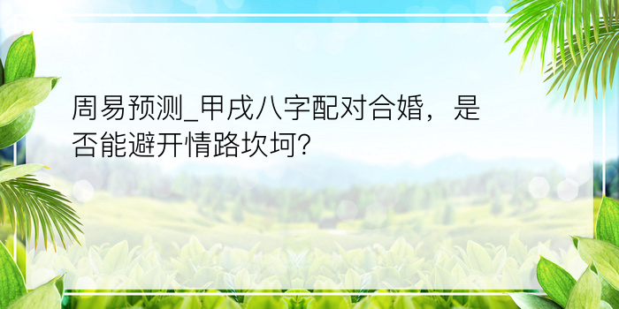 周易预测_甲戌八字配对合婚，是否能避开情路坎坷？