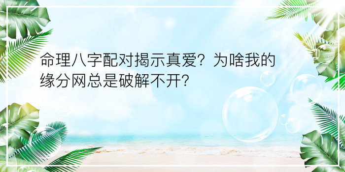 命理八字配对揭示真爱？为啥我的缘分网总是破解不开？