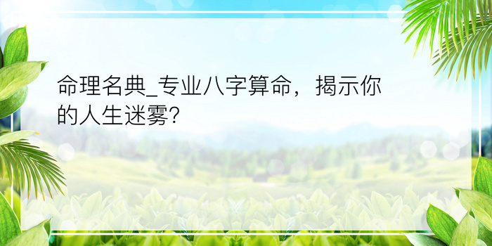 命理名典_专业八字算命，揭示你的人生迷雾？