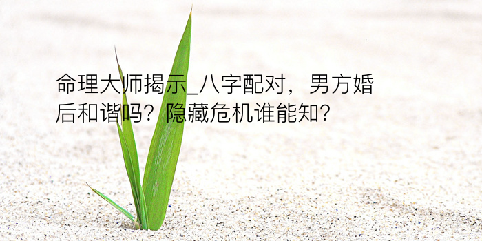 命理大师揭示_八字配对，男方婚后和谐吗？隐藏危机谁能知？