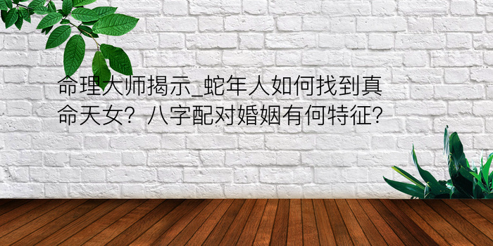 命理大师揭示_蛇年人如何找到真命天女？八字配对婚姻有何特征？