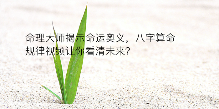 命理大师揭示命运奥义，八字算命规律视频让你看清未来？