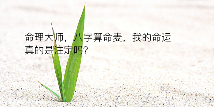 命理大师，八字算命麦，我的命运真的是注定吗？