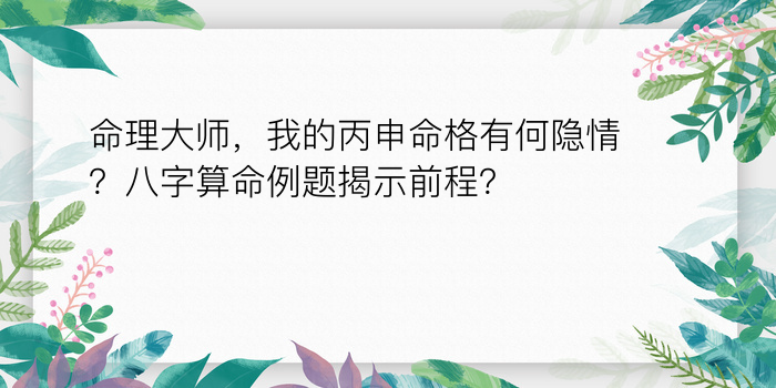 八字论月运程游戏截图