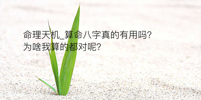 命理天机_算命八字真的有用吗？为啥我算的都对呢？