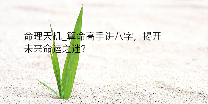 命理天机_算命高手讲八字，揭开未来命运之迷？