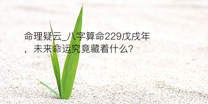 命理疑云_八字算命229戊戌年，未来命运究竟藏着什么？