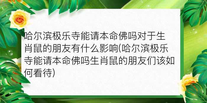 哈尔滨极乐寺能请本命佛吗对于生肖鼠的朋友有什么影响(哈尔滨极乐寺能请本命佛吗生肖鼠的朋友们该如何看待)