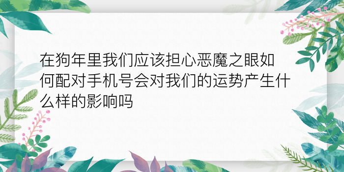 在狗年里我们应该担心恶魔之眼如何配对手机号会对我们的运势产生什么样的影响吗