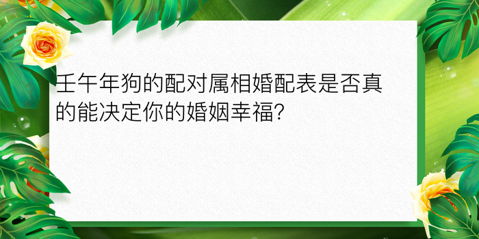 壬午年狗的配对属相婚配表是否真的能决定你的婚姻幸福？