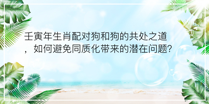 壬寅年生肖配对狗和狗的共处之道，如何避免同质化带来的潜在问题？