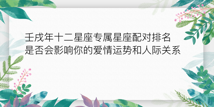 壬戌年十二星座专属星座配对排名是否会影响你的爱情运势和人际关系