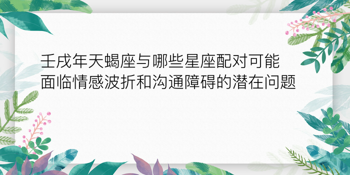 壬戌年天蝎座与哪些星座配对可能面临情感波折和沟通障碍的潜在问题