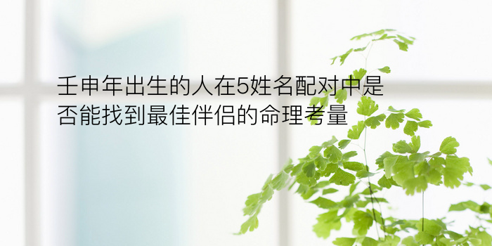 壬申年出生的人在5姓名配对中是否能找到最佳伴侣的命理考量