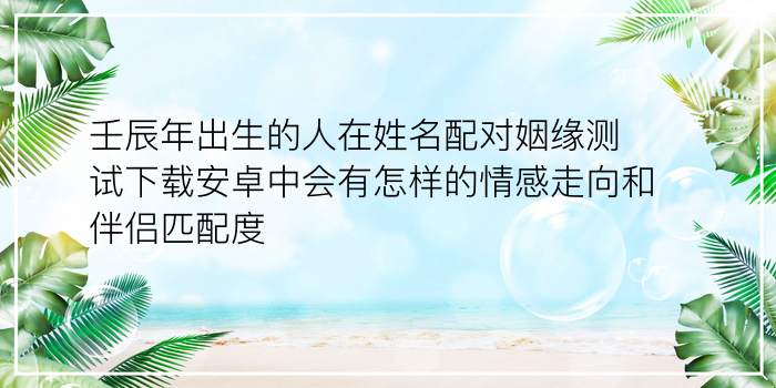 壬辰年出生的人在姓名配对姻缘测试下载安卓中会有怎样的情感走向和伴侣匹配度