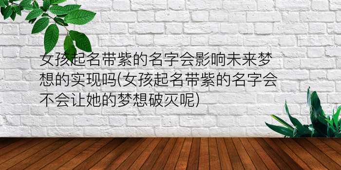 女孩起名带紫的名字会影响未来梦想的实现吗(女孩起名带紫的名字会不会让她的梦想破灭呢)