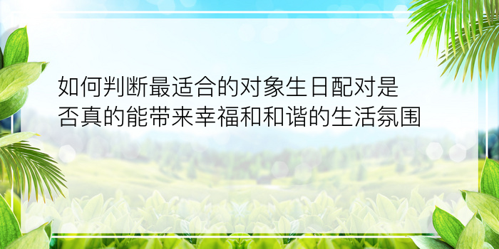 如何判断最适合的对象生日配对是否真的能带来幸福和和谐的生活氛围呢