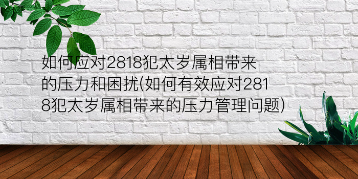 如何应对2818犯太岁属相带来的压力和困扰(如何有效应对2818犯太岁属相带来的压力管理问题)