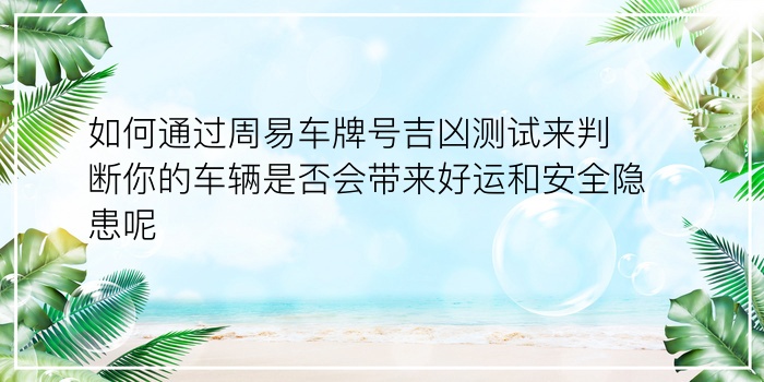 如何通过周易车牌号吉凶测试来判断你的车辆是否会带来好运和安全隐患呢