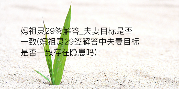 妈祖灵29签解答_夫妻目标是否一致(妈祖灵29签解答中夫妻目标是否一致存在隐患吗)