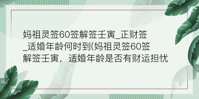 月老灵签第60签长细解游戏截图