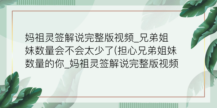 妈祖灵签1一100签游戏截图