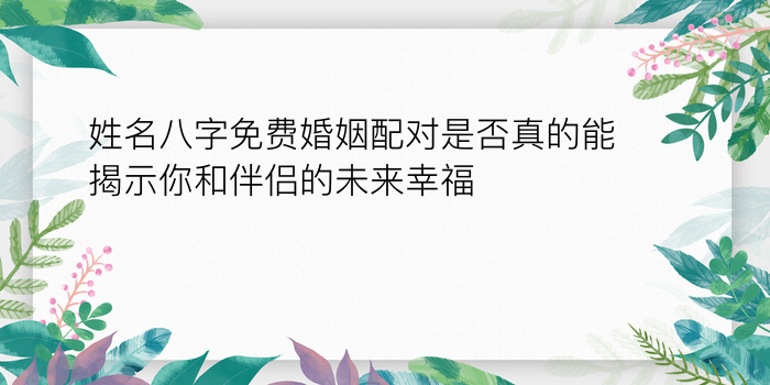 姓名八字免费婚姻配对是否真的能揭示你和伴侣的未来幸福