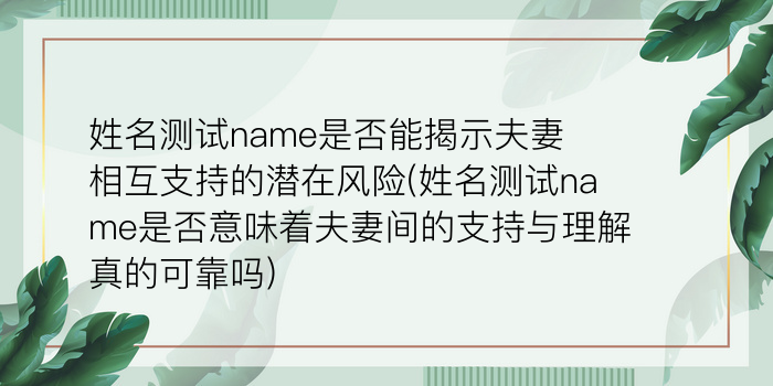 姓名数理测试游戏截图