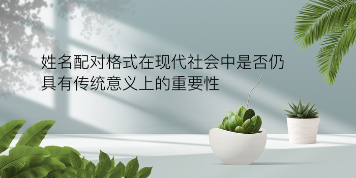 姓名配对格式在现代社会中是否仍具有传统意义上的重要性