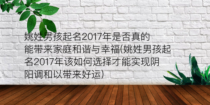 姚姓男孩起名2017年是否真的能带来家庭和谐与幸福(姚姓男孩起名2017年该如何选择才能实现阴阳调和以带来好运)