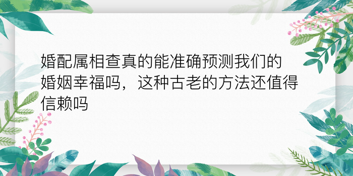 婚配属相查真的能准确预测我们的婚姻幸福吗，这种古老的方法还值得信赖吗