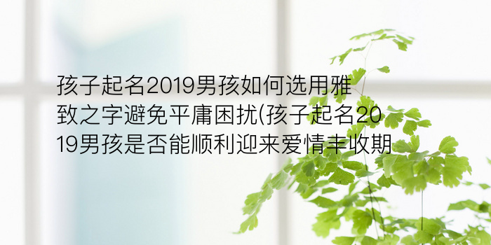 孩子起名2019男孩如何选用雅致之字避免平庸困扰(孩子起名2019男孩是否能顺利迎来爱情丰收期)