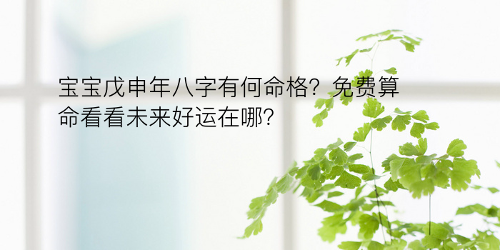 宝宝戊申年八字有何命格？免费算命看看未来好运在哪？