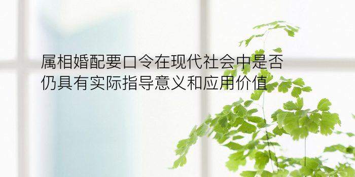 属相婚配要口令在现代社会中是否仍具有实际指导意义和应用价值