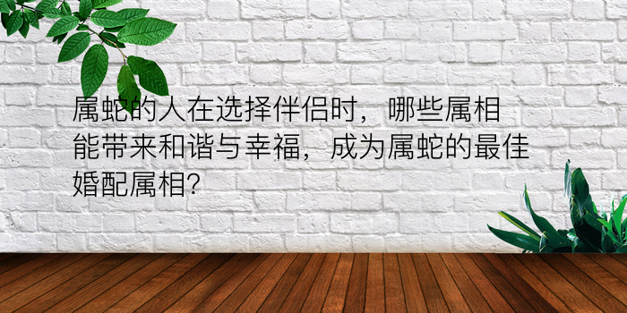 属蛇的人在选择伴侣时，哪些属相能带来和谐与幸福，成为属蛇的最佳婚配属相？