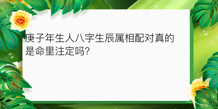 庚子年生人八字生辰属相配对真的是命里注定吗？